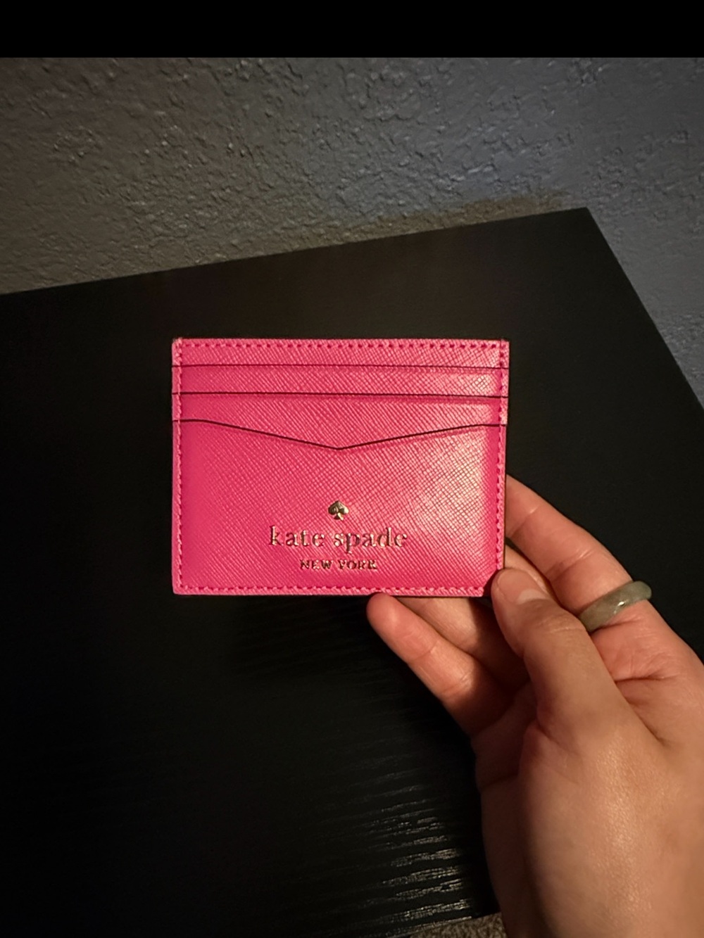 kate spade Hot Pink Saffiano Leather Card Holder